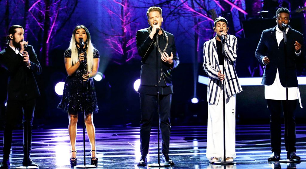 Pentatonix, cover, Beegees, voice, beatbox, amazing, grammy, memory,