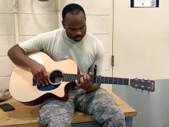 song, talent, guitarist, guitar, voice, army, soldier, performance,