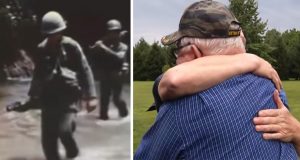 emotional reunion between soldiers, emotional reunion between veterans, best stories of the vietnam war, heartwarming stories in the vietnam war, friends saved each others in war, friends getting met after long time, Veteran reunites with the man he saved in the Vietnam War, emotional stories in wars, happy ending stories in wars