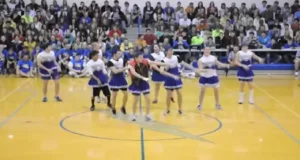 Boys Powderpuff gang, Carroll High School events, High school cheerleading, Student vs. staff basketball game, Unconventional cheerleaders, High school entertainment, School spirit activities, Comedy cheer routines, High school team bonding, Memorable school events