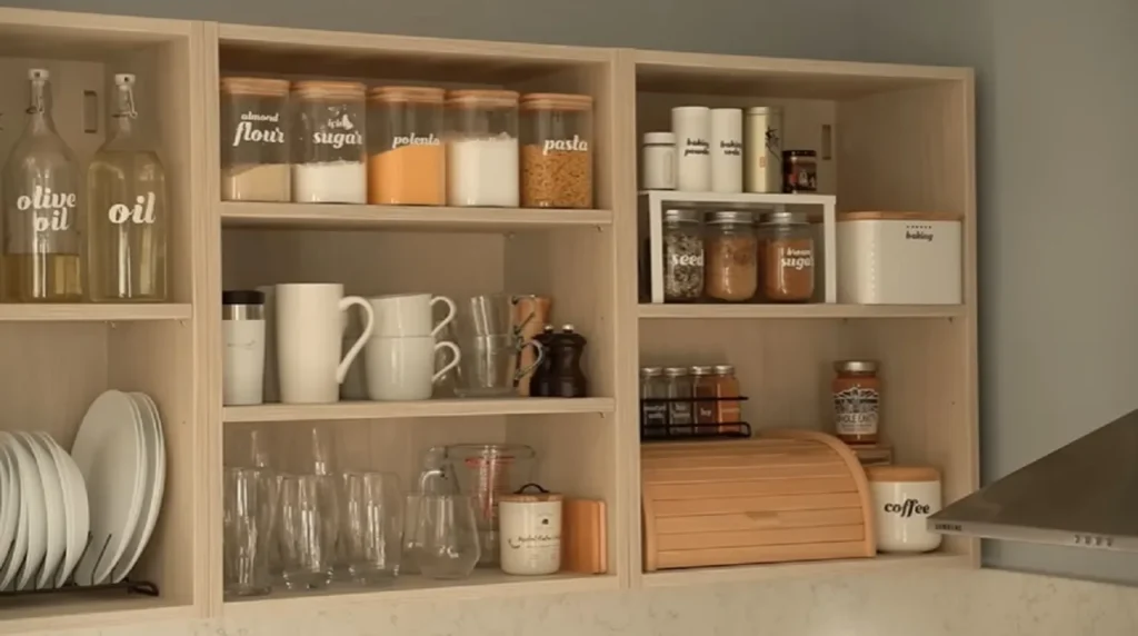 kitchen organization, home organization, kitchen storage, pantry ideas, spice rack, lunch station, baking supplies, cleaning caddy, kitchen design, decluttering