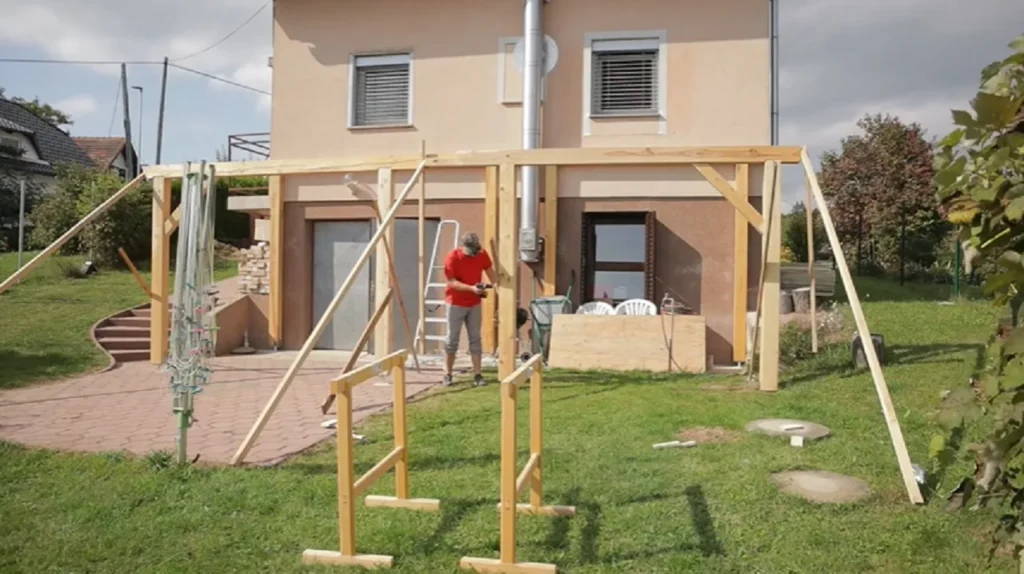 DIY awning, wood frame, outdoor project, step-by-step, woodworking, construction, home improvement, roofing, metal roofing, awning design

