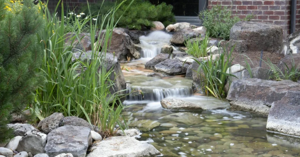 DIY waterfall, backyard design, water feature, outdoor living, pondless waterfall, landscaping, garden project, Aquascape, DIY project, waterfall kit

