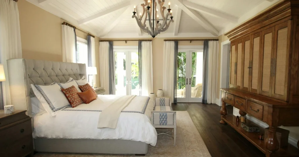 bedroom design, interior design, home decor, layout, furniture, color, rugs, headboards, nightstands, mirrors