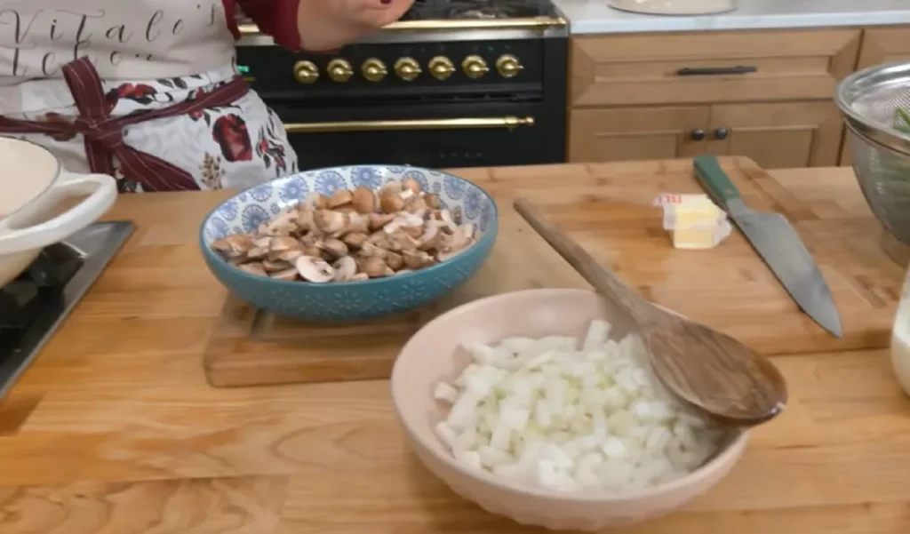 green bean casserole, Thanksgiving, holiday recipe, side dish, homemade, easy recipe, bacon, mushroom sauce, comfort food, vintage