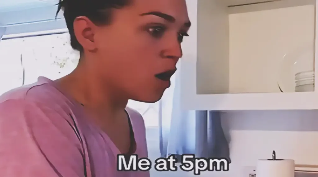 A parenting-themed pin about the exhausting 5 PM to 8 PM window with toddlers, focusing on gentle parenting, evening chaos, dinner stress, and bedtime struggles.